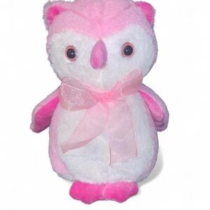 Pink and White Plush Owl Toy